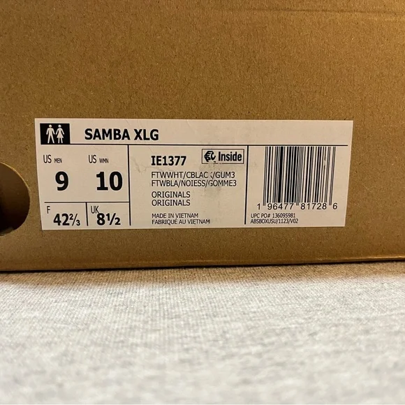 Adidas Samba XLG White/Black/Gum Sneakers Men’s Shoe Size 9 & Women’s 10 IE1377​ - Picture 11 of 11